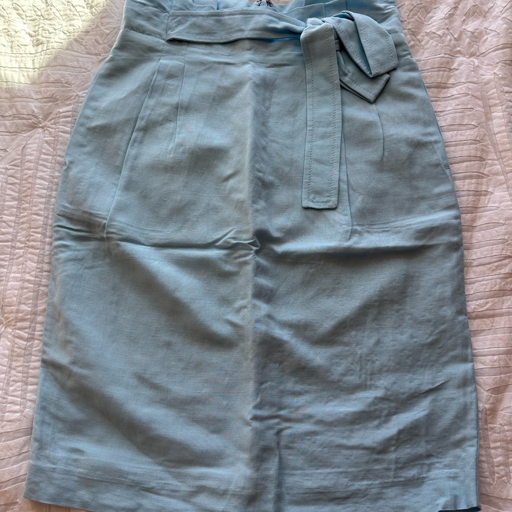 Ann Taylor Light Blue Paper Bag Pencil Skirt